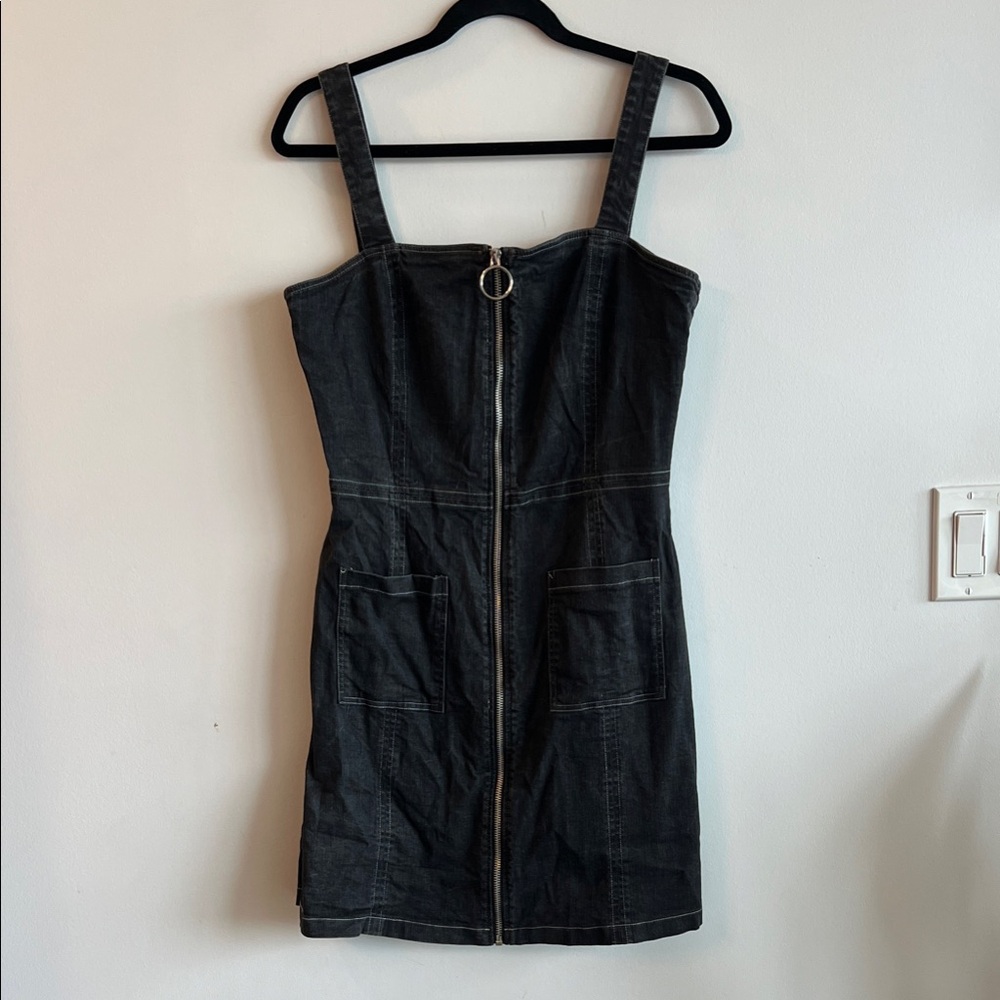 Sugarlips Black Denim Mini Dress with Zipper